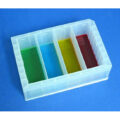 Molded Polypropylene Reservoir, Pyramid Bottom, 4 Compartments Holding 73 ml each, High Profile 44 mm Tall, 292 ml Max Capacity, SLAS Footprint