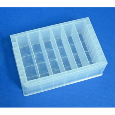 Molded Polypropylene Reservoir, Pyramid Bottom, 6 Compartments Holding 47 ml each, High Profile 44 mm Tall, 282 ml Max Capacity, SLAS Footprint
