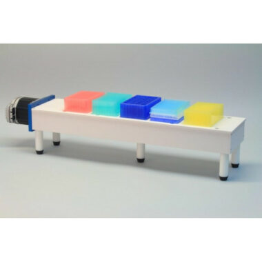 Servo Motor powered Rotary Magnetic Tumble Stirrer, high speed and high torque, low profile 54 cm long deck made from ABS, stirs 10 deep well microplates