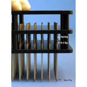 1.58 mm Diameter E-Clip Style Floating Pin with 2 ul Slot tip, 45 mm exposed