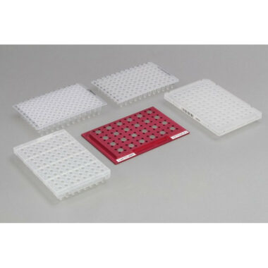 Magnetic Separation Plate for 96 Well PCR Microplates Full Skirted, 24 Magnetic (52 MGO) Cylinders, Step Down Edge, SLAS Footprint, No Registration Base