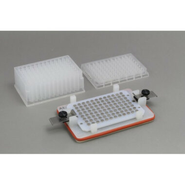 Flick and Blot Magnetic Separation Plate for 96 Well Deep and Standard 96 Flat, Round, V or Pyramid bottom microplates, 96 Magnetic (52 MGO) Cylinders, White Polycarbonate Frame, New Clips