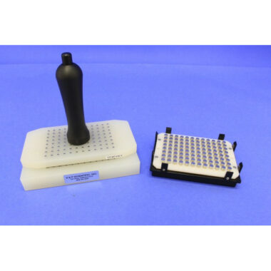 Magnetic Separation Plate for 96 Well Flat, V, Round, & Pyramid Bottom microplates, 96 Magnetic (52 MGO) Cylinders, White Polycarbonate Frame, SLAS Footprint, Includes High Profile Registration Base
