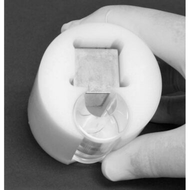 Clear Acrylic Cylinder with an Offset Hole to Hold 15 ml Centrifuge Tube Next to VP 772FB-1 Magnet
