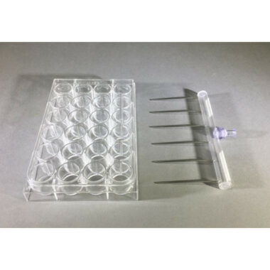 Aspiration or Dispensing Manifold, 6 Channel for 24 Well Microplates, 20mm center to center spacing, 49mm long