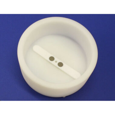White Polypropylene Round Reagent Reservoir, Fits on a FX ALP over a Conventional Horizontal Stirrer, Max Capacity 600 ml,  SLAS Footprint in Bottom, 131.25 mm Diameter