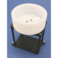 White Polypropylene Round Reagent Reservoir, Fits on a FX ALP over a Conventional Horizontal Stirrer, Max Capacity 600 ml,  SLAS Footprint in Bottom, 131.25 mm Diameter
