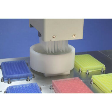 White Polypropylene Round Reagent Reservoir, Fits on a FX ALP over a Conventional Horizontal Stirrer, Max Capacity 600 ml,  SLAS Footprint in Bottom, 131.25 mm Diameter
